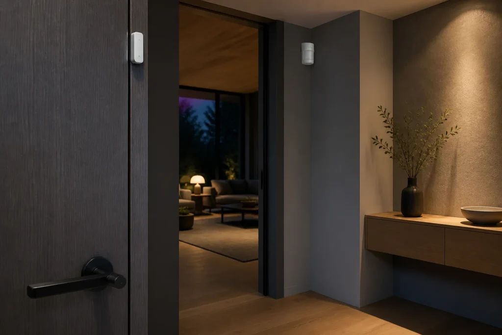 Sensori antintrusione discreti integrati in un ingresso domestico moderno